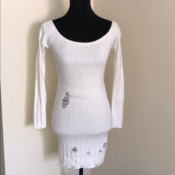white distressed dress